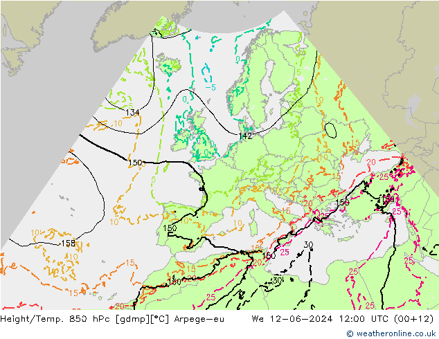 Height/Temp. 850 hPa Arpege-eu We 12.06.2024 12 UTC