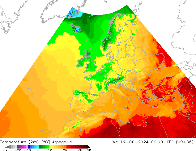 Temperature (2m) Arpege-eu St 12.06.2024 06 UTC