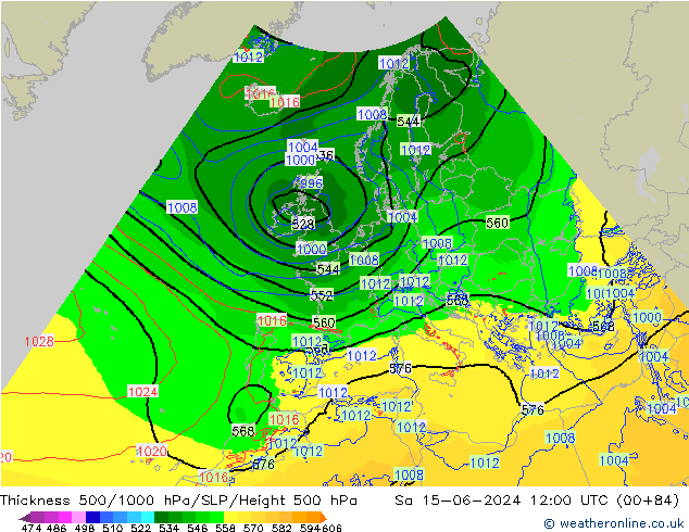 Thck 500-1000hPa Arpege-eu Sa 15.06.2024 12 UTC