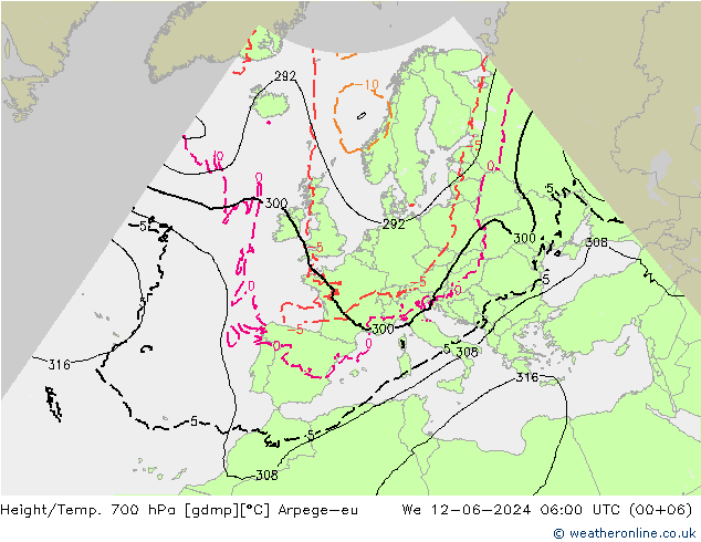 Yükseklik/Sıc. 700 hPa Arpege-eu Çar 12.06.2024 06 UTC