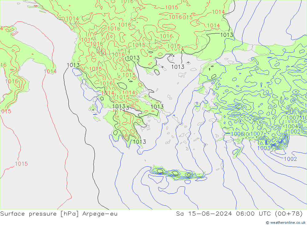 ciśnienie Arpege-eu so. 15.06.2024 06 UTC