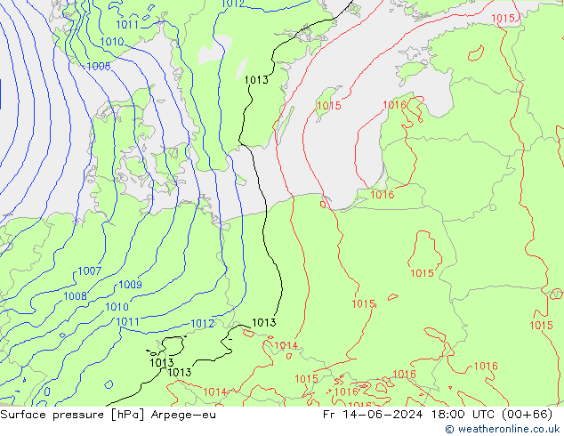 Surface pressure Arpege-eu Fr 14.06.2024 18 UTC