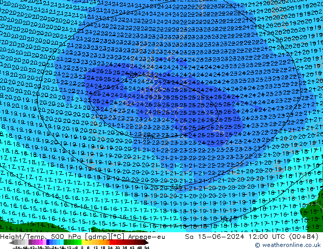 Height/Temp. 500 гПа Arpege-eu сб 15.06.2024 12 UTC