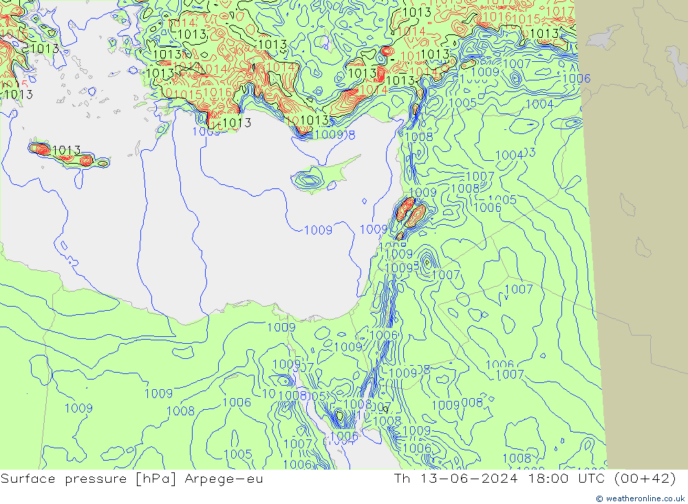 Bodendruck Arpege-eu Do 13.06.2024 18 UTC