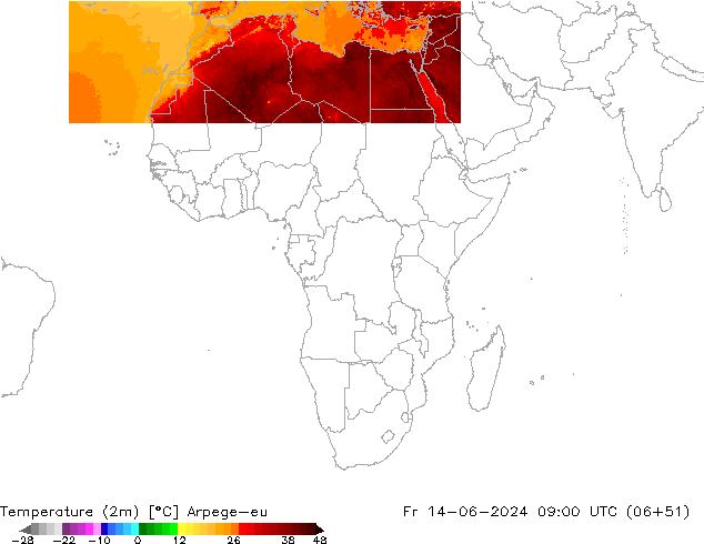 Temperature (2m) Arpege-eu Fr 14.06.2024 09 UTC