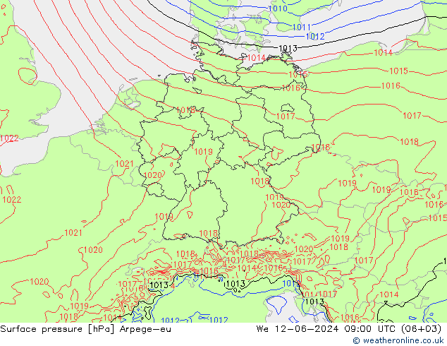 Bodendruck Arpege-eu Mi 12.06.2024 09 UTC