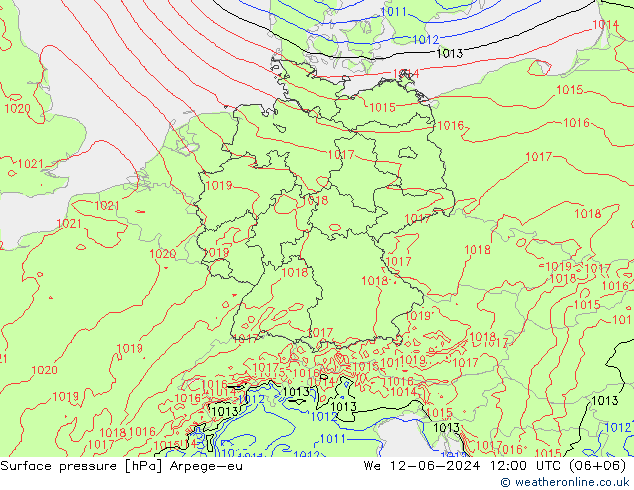 Surface pressure Arpege-eu We 12.06.2024 12 UTC