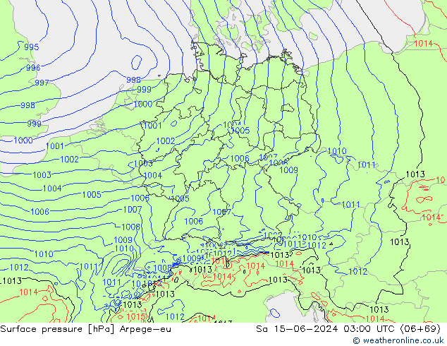 Luchtdruk (Grond) Arpege-eu za 15.06.2024 03 UTC