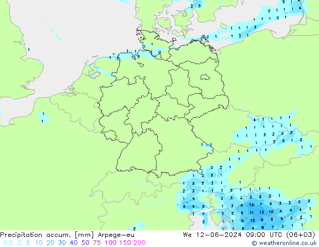 Precipitation accum. Arpege-eu We 12.06.2024 09 UTC