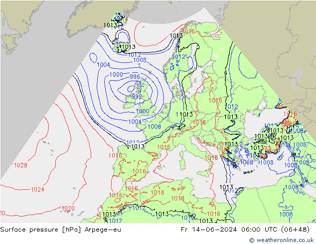 Bodendruck Arpege-eu Fr 14.06.2024 06 UTC