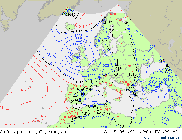 Yer basıncı Arpege-eu Cts 15.06.2024 00 UTC