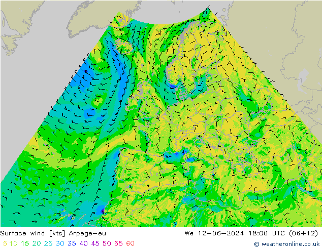 风 10 米 Arpege-eu 星期三 12.06.2024 18 UTC