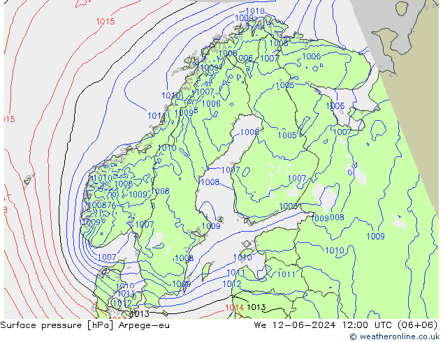 Bodendruck Arpege-eu Mi 12.06.2024 12 UTC