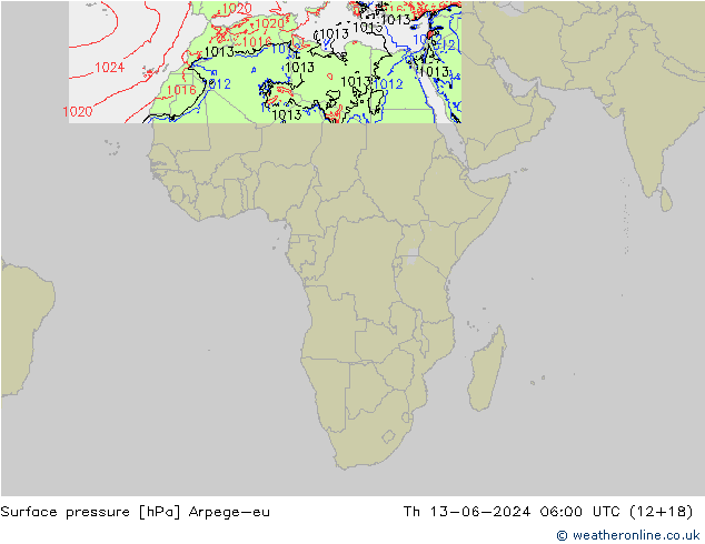 Luchtdruk (Grond) Arpege-eu do 13.06.2024 06 UTC
