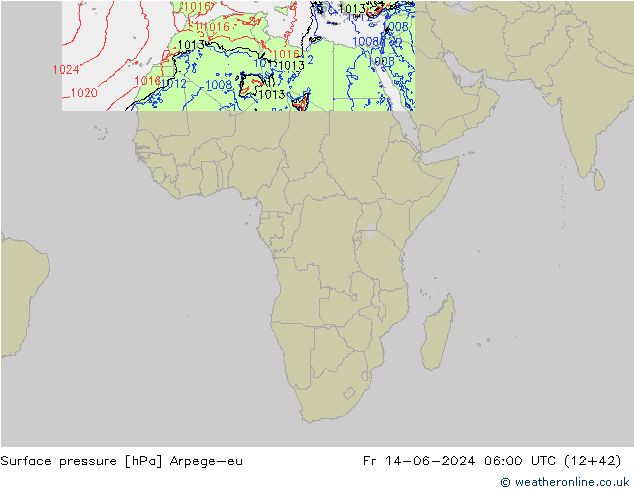 Surface pressure Arpege-eu Fr 14.06.2024 06 UTC