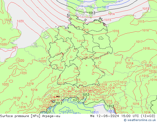 Surface pressure Arpege-eu We 12.06.2024 15 UTC