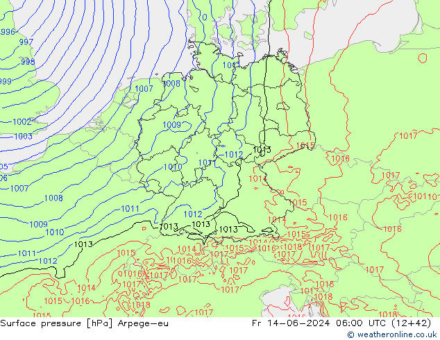 Yer basıncı Arpege-eu Cu 14.06.2024 06 UTC