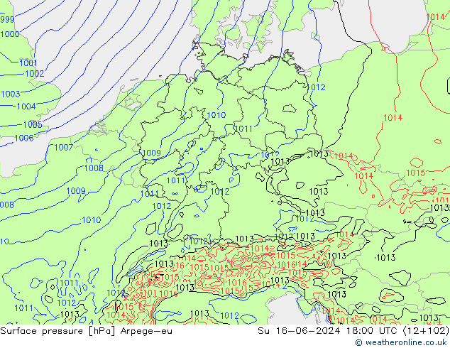 pressão do solo Arpege-eu Dom 16.06.2024 18 UTC