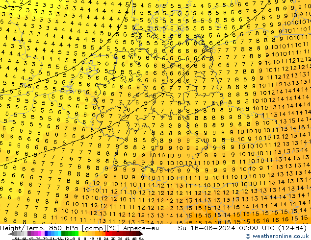 Height/Temp. 850 hPa Arpege-eu So 16.06.2024 00 UTC