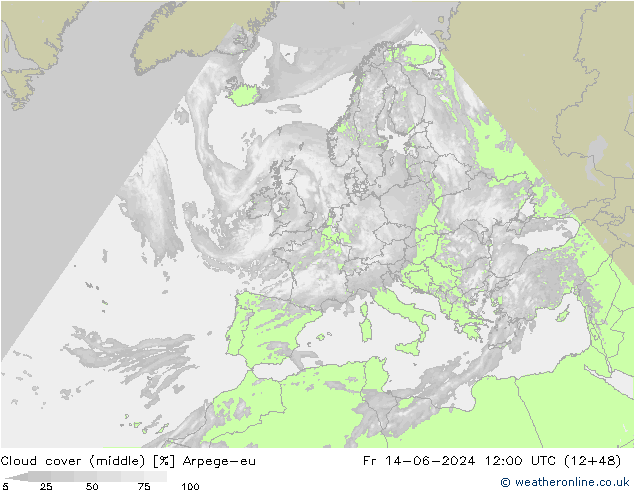 облака (средний) Arpege-eu пт 14.06.2024 12 UTC