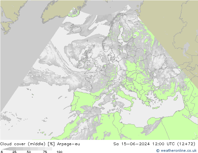 oblačnosti uprostřed Arpege-eu So 15.06.2024 12 UTC