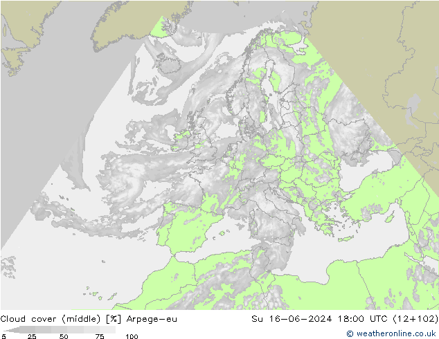 Bulutlar (orta) Arpege-eu Paz 16.06.2024 18 UTC
