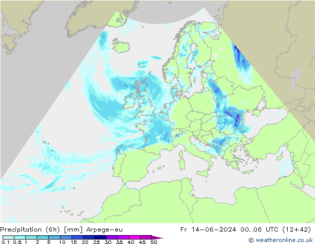 Nied. akkumuliert (6Std) Arpege-eu Fr 14.06.2024 06 UTC