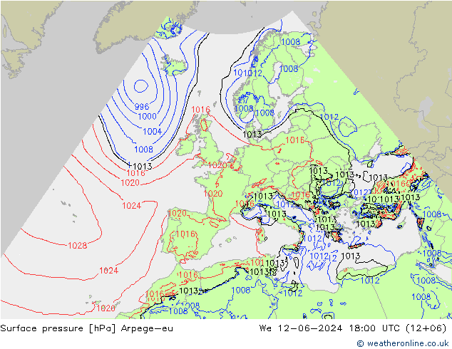приземное давление Arpege-eu ср 12.06.2024 18 UTC