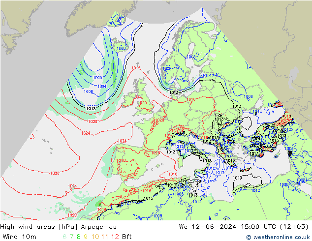 High wind areas Arpege-eu St 12.06.2024 15 UTC