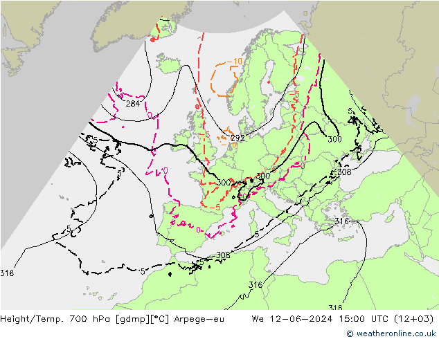 Height/Temp. 700 hPa Arpege-eu Qua 12.06.2024 15 UTC