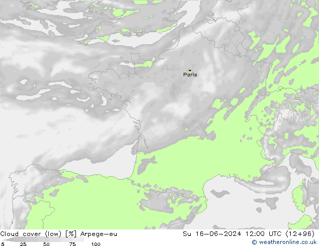 облака (низкий) Arpege-eu Вс 16.06.2024 12 UTC