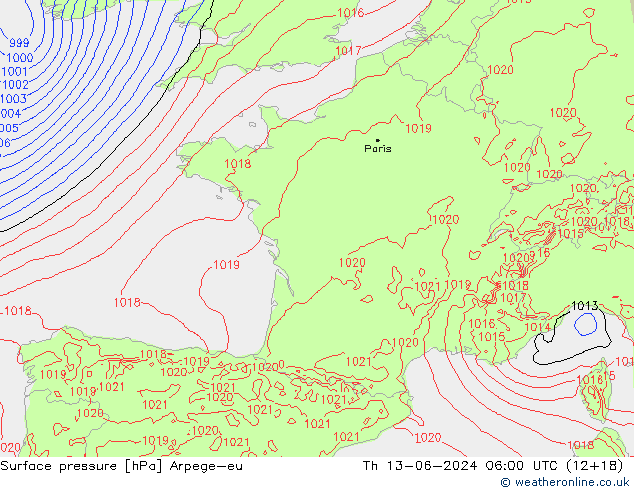 Yer basıncı Arpege-eu Per 13.06.2024 06 UTC