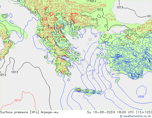 Presión superficial Arpege-eu dom 16.06.2024 18 UTC