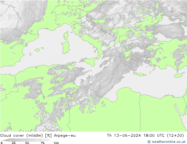 Nubi medie Arpege-eu gio 13.06.2024 18 UTC