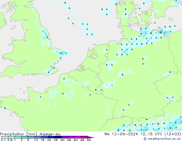 Precipitation Arpege-eu We 12.06.2024 15 UTC