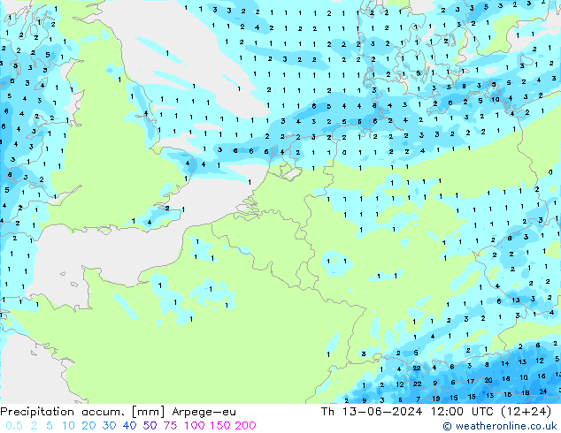 Nied. akkumuliert Arpege-eu Do 13.06.2024 12 UTC