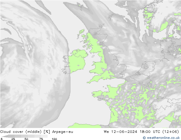 oblačnosti uprostřed Arpege-eu St 12.06.2024 18 UTC