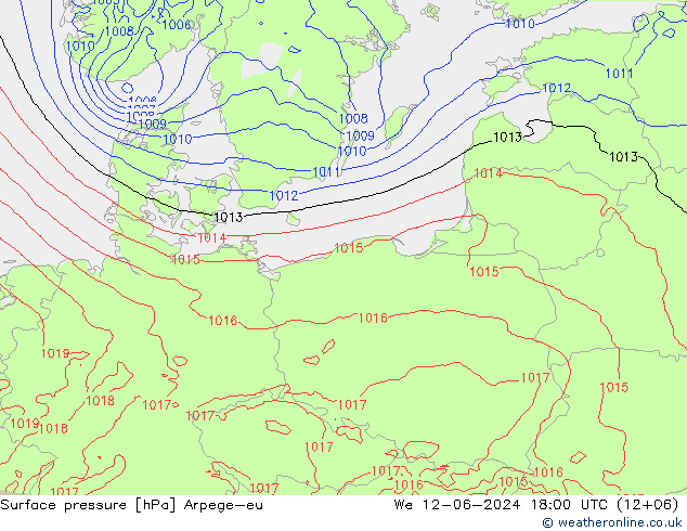 Bodendruck Arpege-eu Mi 12.06.2024 18 UTC