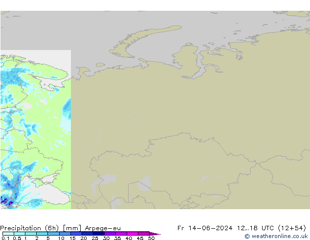 Yağış (6h) Arpege-eu Cu 14.06.2024 18 UTC