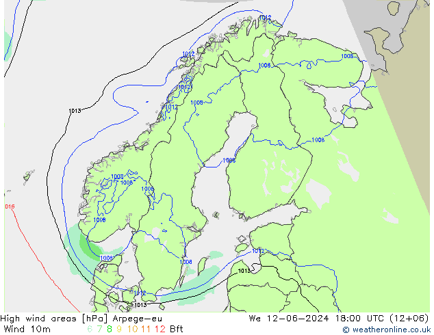 High wind areas Arpege-eu 星期三 12.06.2024 18 UTC