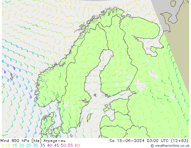 Wind 850 hPa Arpege-eu Sa 15.06.2024 03 UTC