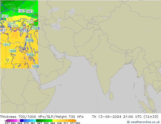 Schichtdicke 700-1000 hPa Arpege-eu Do 13.06.2024 21 UTC