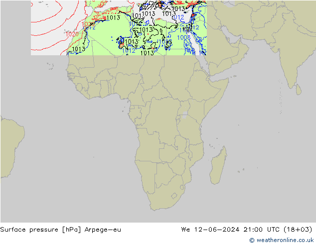 Luchtdruk (Grond) Arpege-eu wo 12.06.2024 21 UTC