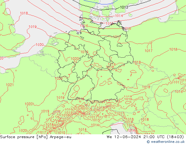 Luchtdruk (Grond) Arpege-eu wo 12.06.2024 21 UTC