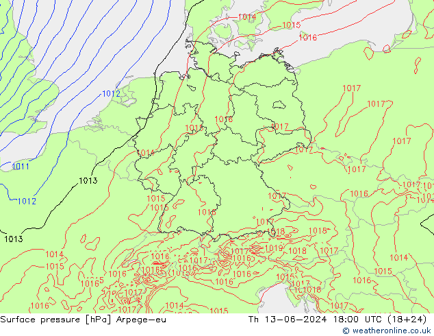 Luchtdruk (Grond) Arpege-eu do 13.06.2024 18 UTC