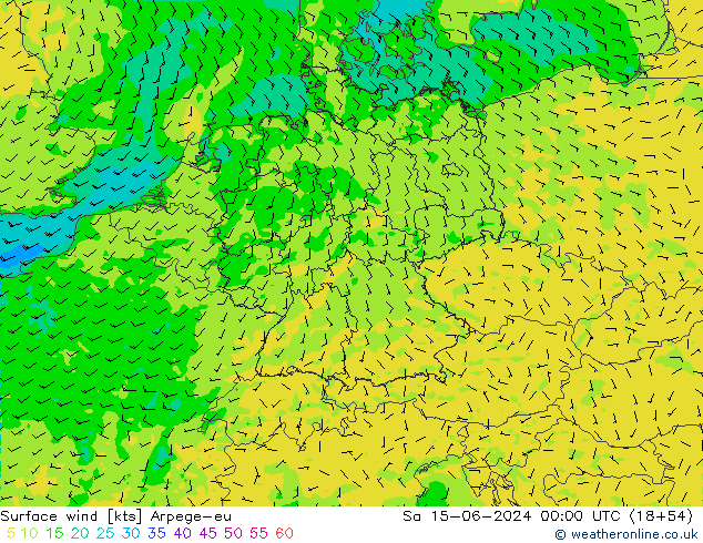 Rüzgar 10 m Arpege-eu Cts 15.06.2024 00 UTC