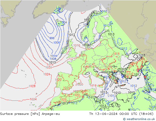 Bodendruck Arpege-eu Do 13.06.2024 00 UTC