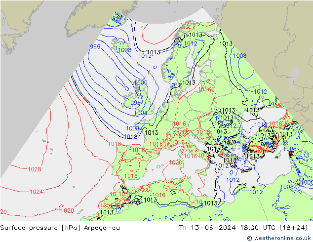 pressão do solo Arpege-eu Qui 13.06.2024 18 UTC