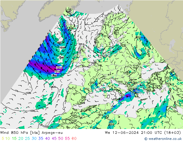 风 850 hPa Arpege-eu 星期三 12.06.2024 21 UTC