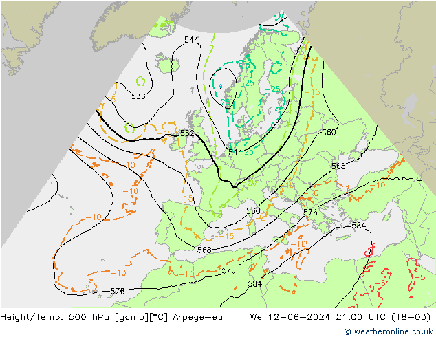 Height/Temp. 500 hPa Arpege-eu Qua 12.06.2024 21 UTC